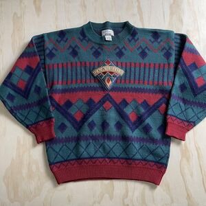 Vintage 90s 62 East Sweater Size Small Green Classics Knit Pullover Crewneck